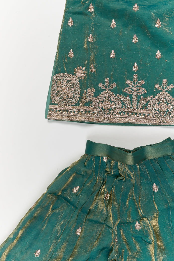 The Nesavu Girls Sharara / Plazo Set Girls Festive Sharara Outfit with Zari Thread Work and Flared Silhouette Nesavu Nesavu festive sharara set for girls with zari embroidery and dupatta – perfect for cultural events and weddings