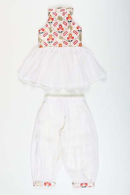 The Nesavu Girls Sharara / Plazo Set Girls Festive Sharara Set with Sequin Embroidery for Ethnic Wear Nesavu Nesavu girls white georgette sharara set sequin embroidery festive occasions traditional celebrations