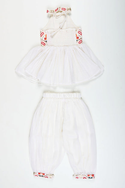 The Nesavu Girls Sharara / Plazo Set Girls Festive Sharara Set with Sequin Embroidery for Ethnic Wear Nesavu Nesavu girls white georgette sharara set sequin embroidery festive occasions traditional celebrations