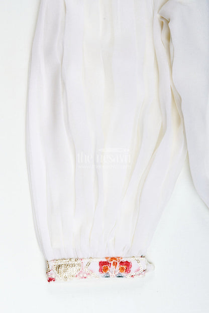 The Nesavu Girls Sharara / Plazo Set Girls Festive Sharara Set with Sequin Embroidery for Ethnic Wear Nesavu Nesavu girls white georgette sharara set sequin embroidery festive occasions traditional celebrations