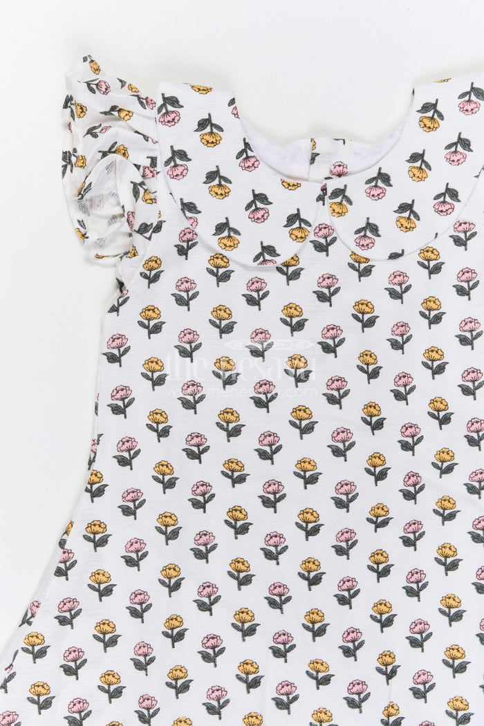 The Nesavu Girls Cotton Frock Girls Floral Dress for Casual Outings and Summer Holidays Nesavu Nesavu Girls Floral Cotton Dress For Summer Holidays And Casual Family Outings