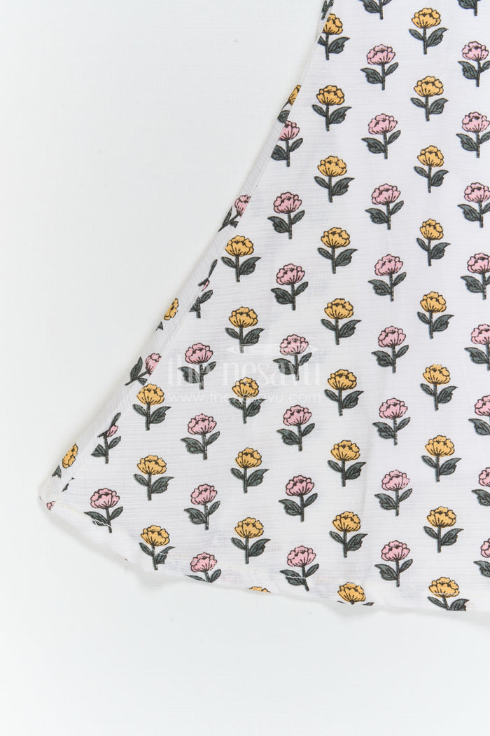The Nesavu Girls Cotton Frock Girls Floral Dress for Casual Outings and Summer Holidays Nesavu Nesavu Girls Floral Cotton Dress For Summer Holidays And Casual Family Outings