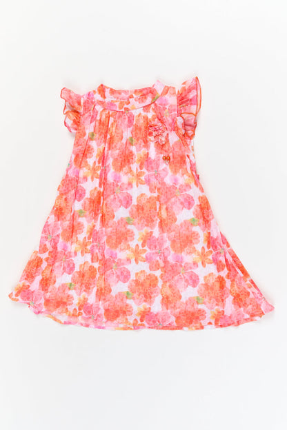 The Nesavu Girls Fancy Frock Girls Floral Frock for Birthdays and Outdoor Celebrations Nesavu 20 (3Y) / Orange / Georgette GFC2103A-20 Nesavu girls georgette floral frock with digital print for birthdays and festive celebrations