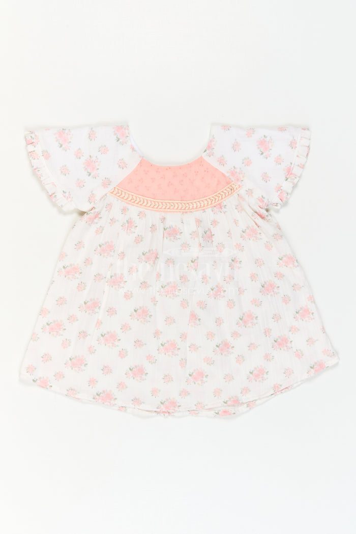 The Nesavu Girls Cotton Frock Girls Floral Frock for Summer Holidays and Family Outings Nesavu Nesavu Girls Floral Muslin Cotton Frock For Summer Holidays And Casual Outings