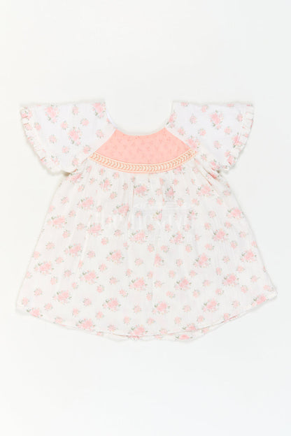 The Nesavu Girls Cotton Frock Girls Floral Frock for Summer Holidays and Family Outings Nesavu Nesavu Girls Floral Muslin Cotton Frock For Summer Holidays And Casual Outings