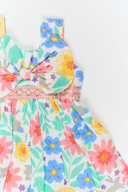 The Nesavu Girls Cotton Frock Girls Floral Frock for Summer Vacations and Playful Outings Nesavu Nesavu Girls Muslin Cotton Frock With Digital Print For Vacations And Playful Outings