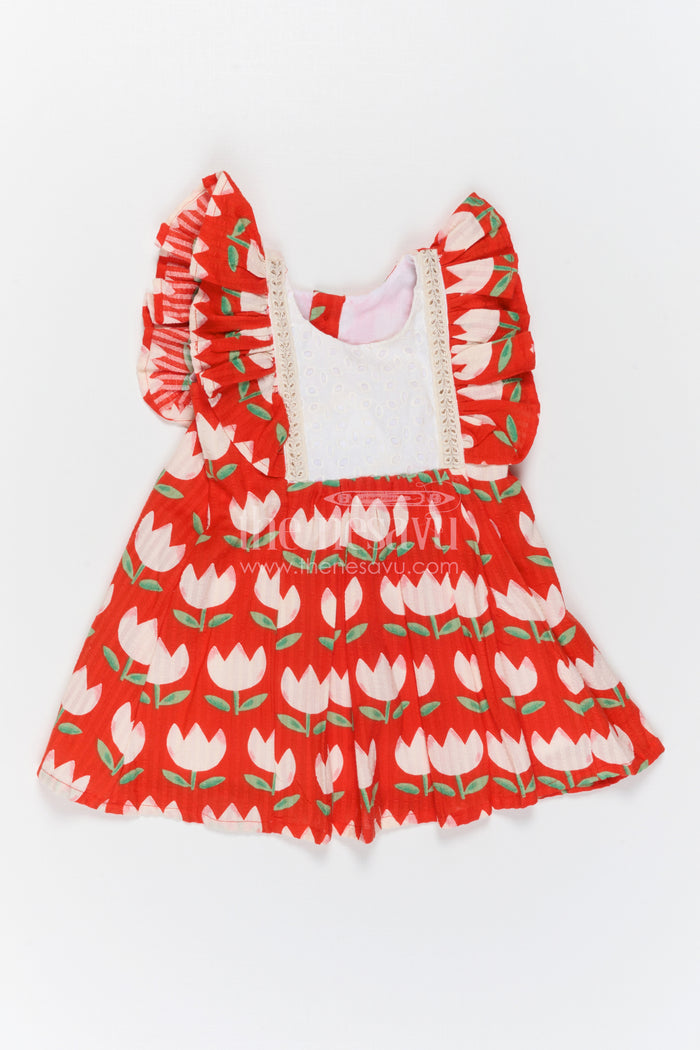 The Nesavu Girls Cotton Frock Girls Floral Frock for Vacations and Playful Family Outings Nesavu Nesavu Girls Floral Cotton Frock For Vacations And Cheerful Family Outings