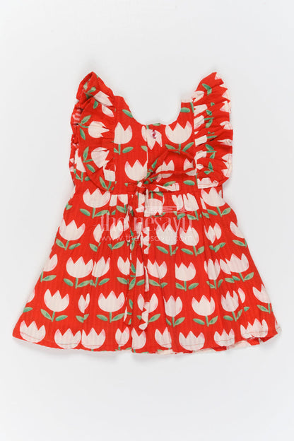 The Nesavu Girls Cotton Frock Girls Floral Frock for Vacations and Playful Family Outings Nesavu Nesavu Girls Floral Cotton Frock For Vacations And Cheerful Family Outings