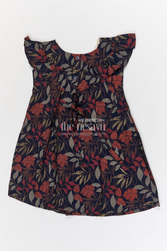 The Nesavu Girls Cotton Frock Girls Floral Print Frock for Evening Outings and Functions Nesavu Nesavu Girls Modal Silk Floral Print Frock With Flutter Sleeves For Evening Outings And Special Occasions