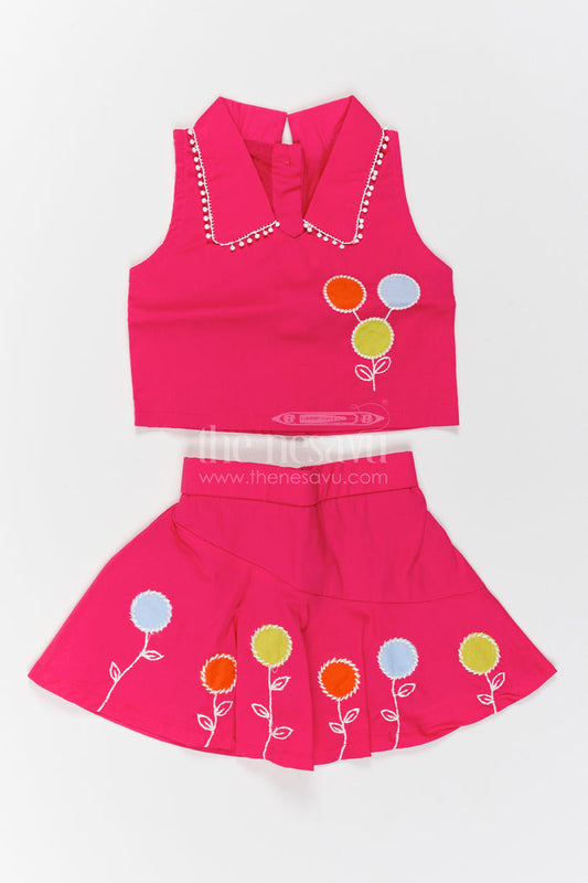 Girls Flower Motif Co Ord Set for Family Celebrations and Birthday Outings