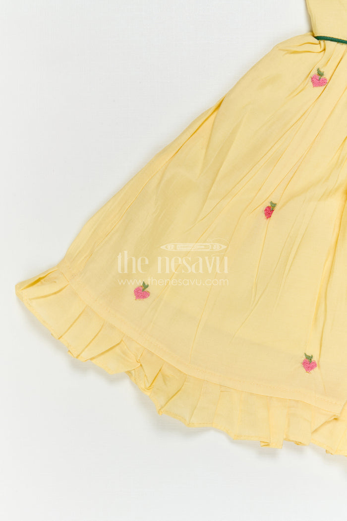 The Nesavu Girls Chanderi Frock Girls Frock for Birthday and Festive Celebrations Nesavu Nesavu Baby Girl Chanderi Frock For Birthday And Festive Wear With Thread Embroidery And Flared Design