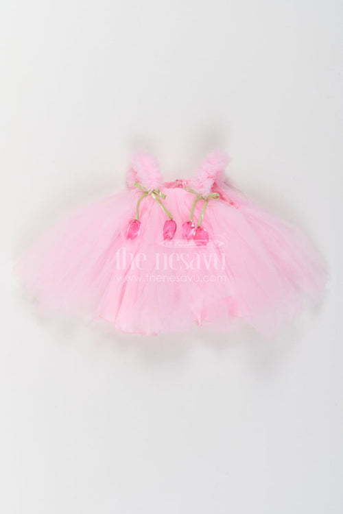 The Nesavu Girls Fancy Party Frock Girls Garden Princess Frock for Milestone Parties and Family Portraits Nesavu 16 (1Y) / Pink / Plain Net PF331F-16 Nesavu Girls Garden Princess Net Frock For Milestone Parties Family Portraits Birthdays And Special Events