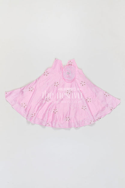 The Nesavu Girls Cotton Frock Girls Georgette Embroidered Frock for Parties and Festive Occasions Nesavu Nesavu girls pink georgette frock with thread embroidery for party wear