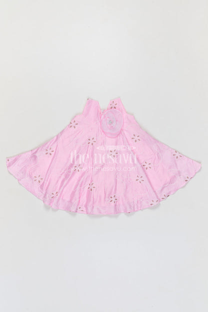 The Nesavu Girls Cotton Frock Girls Georgette Embroidered Frock for Parties and Festive Occasions Nesavu Nesavu girls pink georgette frock with thread embroidery for party wear