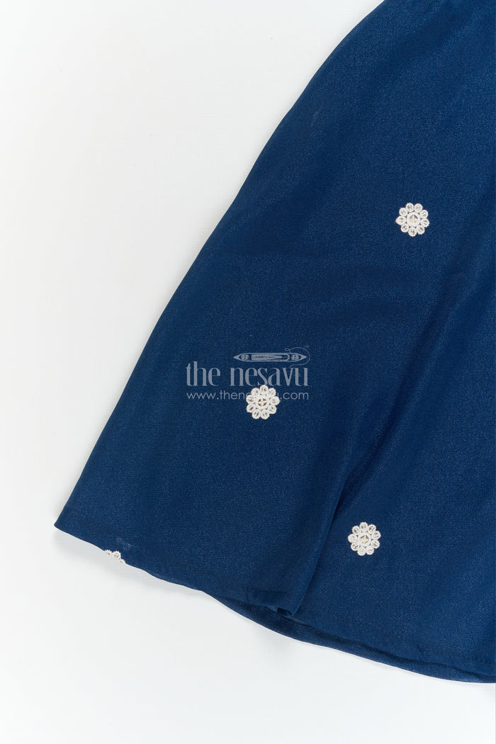 The Nesavu Girls Sharara / Plazo Set Girls Georgette Plazo Set with Jacket-style Blouse for Festive Ceremonies Nesavu Nesavu girls georgette plazo set with embroidered jacket blouse and dupatta for traditional functions