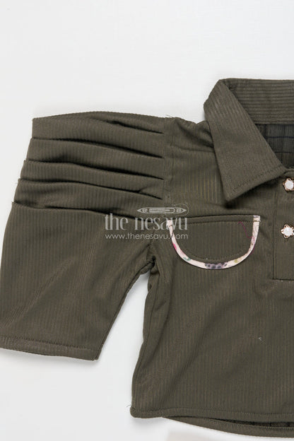 The Nesavu Girls Co-Ord Sets Girls Green Top with Printed Pants – Trendy Cotton Co-ord Set Nesavu Nesavu girls cotton co-ord set with green top and printed pants