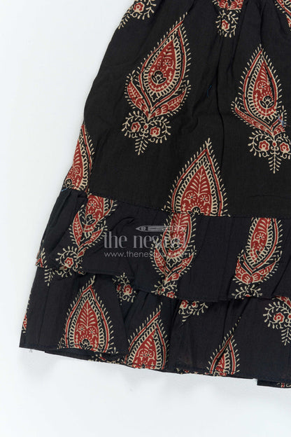 Girls Kalamkari Print Cotton Frock for Birthdays Outings and Festive Days