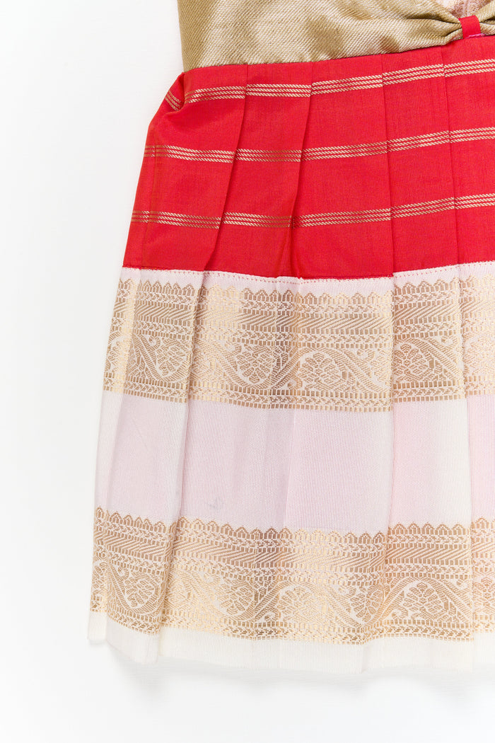 The Nesavu Girls Kanchi Silk Frock Girls Kanchi Silk Frock for Weddings and Festive Ceremonies Nesavu Nesavu girls kanchi silk frock for weddings in semi latest kanchivaram silk inspired design