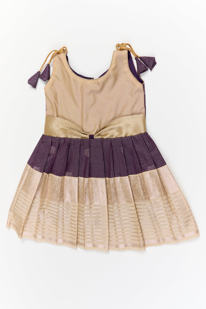 The Nesavu Girls Kanchi Silk Frock Girls Kanchi Silk Frock for Weddings and Traditional Functions Nesavu 16 (1Y) / Purple / Style 3 KSF005AC-16 Nesavu girls kanchi silk frock for weddings and traditional festive celebrations