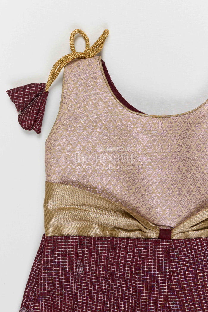 The Nesavu Girls Kanchi Silk Frock Girls Kanchi Silk Frock Weddings and Traditional Events Nesavu Nesavu Girls Kanchi Silk Frock Saree Inspired Design For Weddings And Festive Occasions