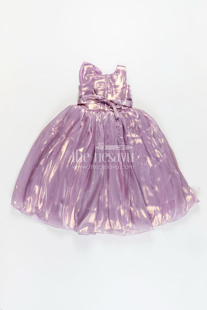 The Nesavu Girls Fancy Party Frock Girls Lavender Organza latest design long frock with Sequin Leaves and 3D Floral Appliqué Nesavu Nesavu Girls Lavender Organza Long Party Frock Floral Sequin Design latest design long frock