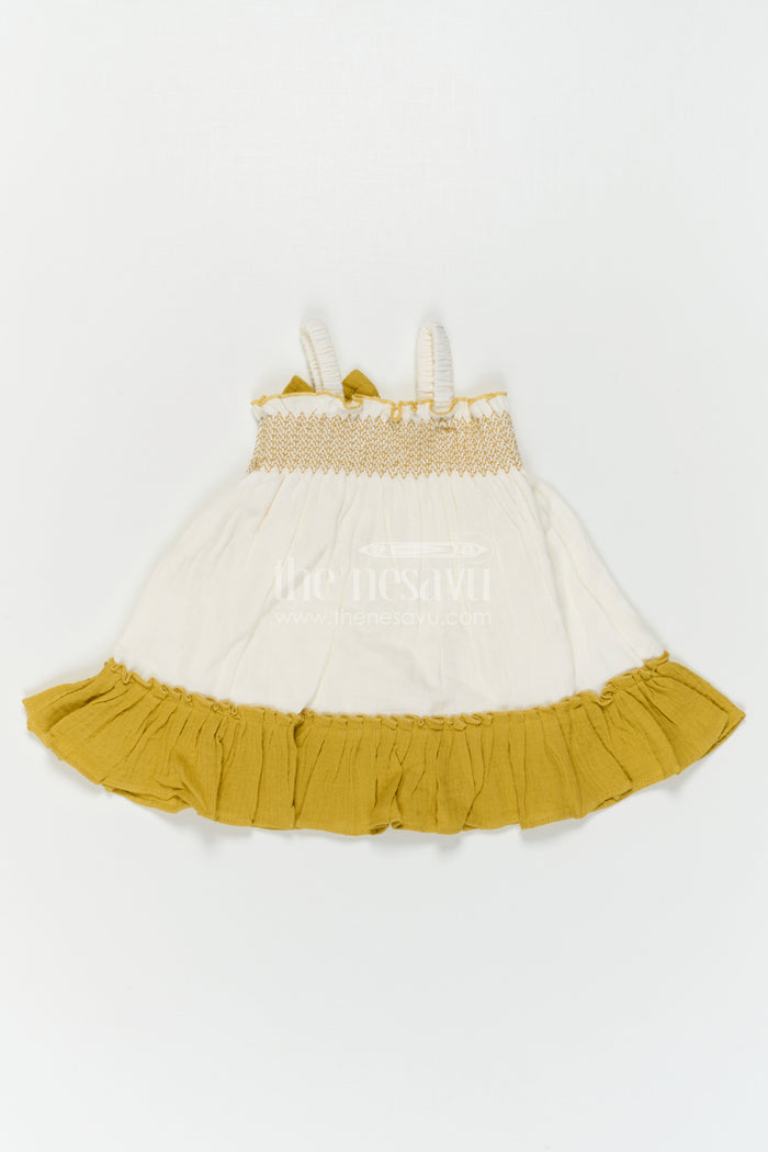 The Nesavu Girls Cotton Frock Girls Layered Frock for Outings and Everyday Special Moments Nesavu Nesavu Girls Layered Muslin Cotton Frock For Outings And Everyday Wear With Flared Tiered Design