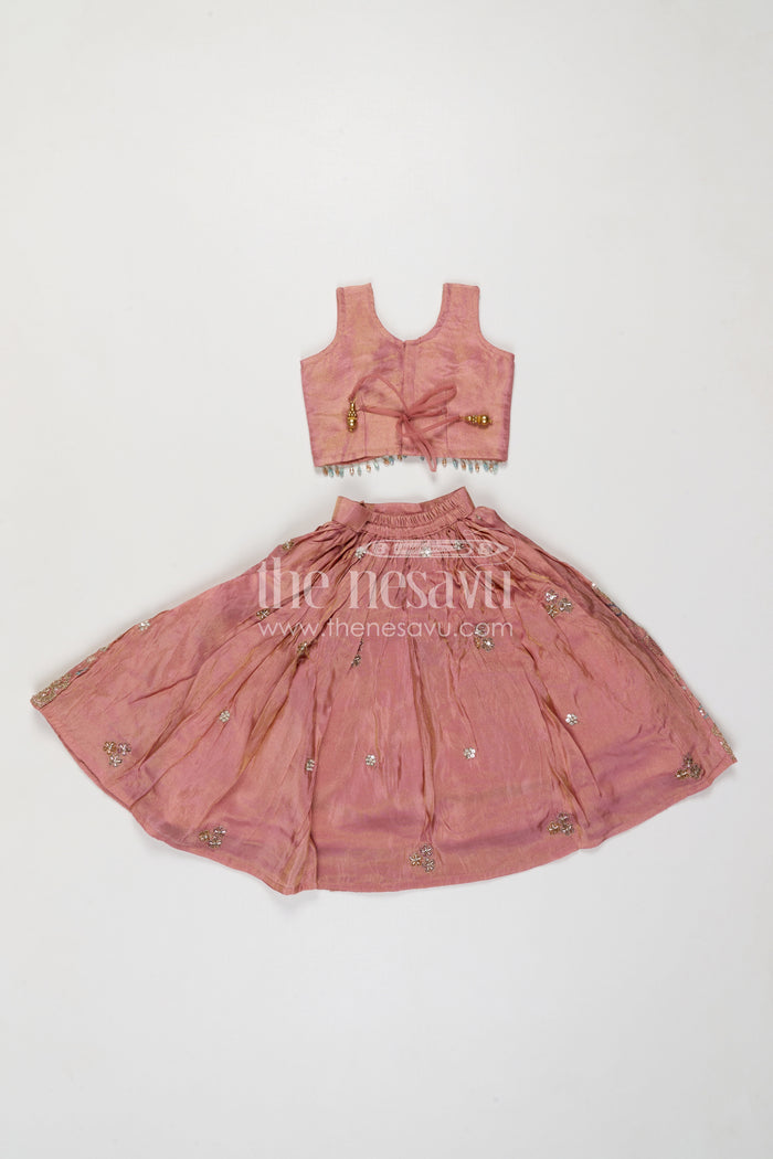 The Nesavu Girls Lehenga Choli Girls Lehenga Choli for Birthday Celebrations and Festive Events Nesavu Nesavu Girls Lehenga Choli For Birthday And Festive Events With Viscose Silk And Embroidered Design