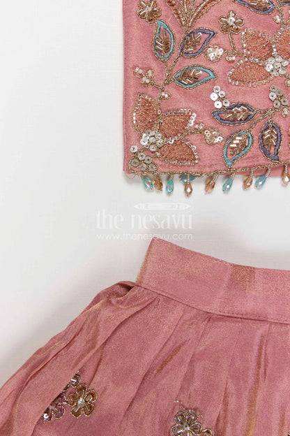The Nesavu Girls Lehenga Choli Girls Lehenga Choli for Birthday Celebrations and Festive Events Nesavu Nesavu Girls Lehenga Choli For Birthday And Festive Events With Viscose Silk And Embroidered Design