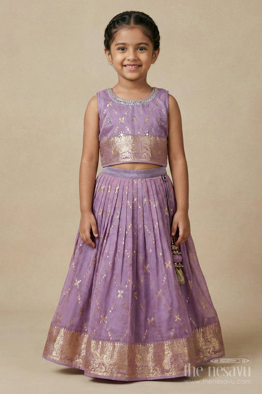 The Nesavu Girls Lehenga Choli Girls Lehenga Choli for Birthday Celebrations and Festive Gatherings Nesavu Nesavu girls lehenga choli for birthdays and festivals with zari border and tassel dupatta