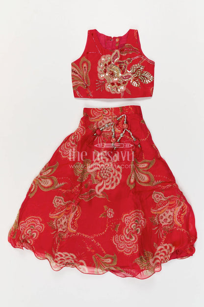 The Nesavu Girls Lehenga Choli Girls Lehenga Choli for Festive Functions and Wedding Events Nesavu Nesavu Girls Lehenga Choli For Festive Functions And Wedding Events With Digital Print And Flared Design