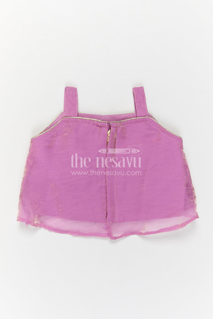 The Nesavu Girls Fancy Lehenga Girls Lehenga Choli for Festive Occasions and Culture Celebrations Nesavu Nesavu Girls Lehenga Choli With Mirror Embroidery Yoke In Kora Tissue Silk For Weddings And Festive Occasions