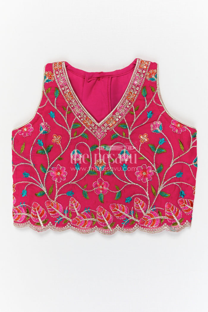 The Nesavu Girls Lehenga Choli Girls Lehenga Choli for Wedding Celebrations and Festive Occasions Nesavu Nesavu Girls Viscose Silk Lehenga Choli With Designer Embroidery For Weddings And Festive Celebrations