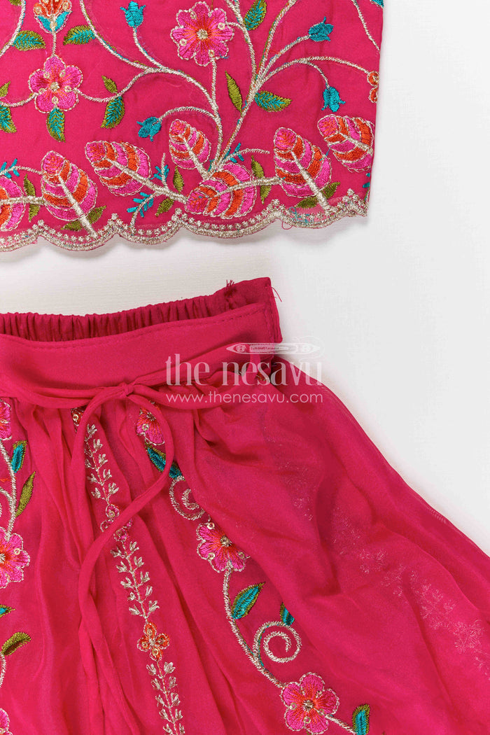 The Nesavu Girls Lehenga Choli Girls Lehenga Choli for Wedding Celebrations and Festive Occasions Nesavu Nesavu Girls Viscose Silk Lehenga Choli With Designer Embroidery For Weddings And Festive Celebrations