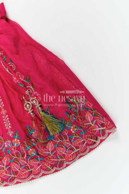 The Nesavu Girls Lehenga Choli Girls Lehenga Choli for Wedding Celebrations and Festive Occasions Nesavu Nesavu Girls Viscose Silk Lehenga Choli With Designer Embroidery For Weddings And Festive Celebrations