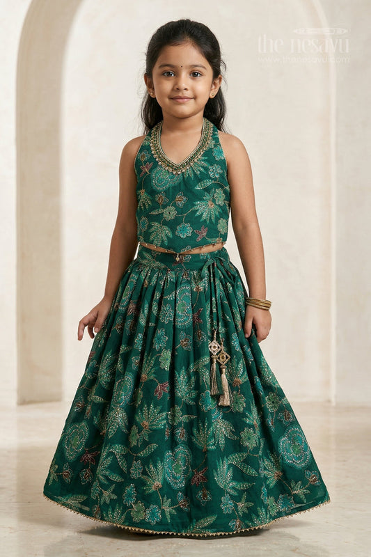 The Nesavu Girls Lehenga Choli Girls Lehenga Choli for Weddings and Festival Celebrations Nesavu 16 (1Y) / Green / Georgette GL877A-16 Nesavu girls georgette embroidered lehenga choli for weddings festive celebrations and special occasions