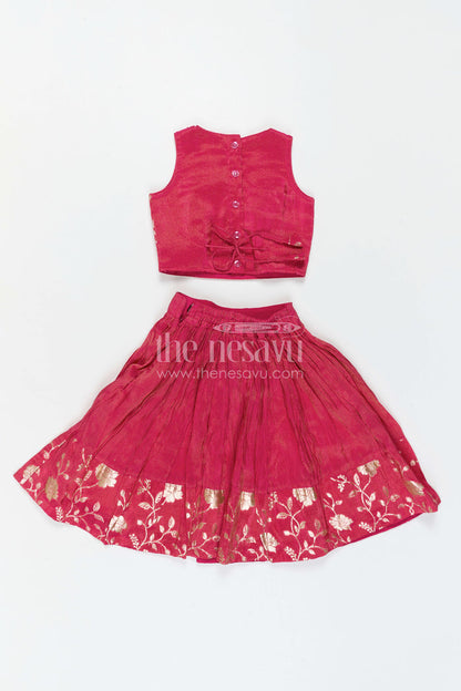 The Nesavu Girls Lehenga Choli Girls Lehenga Choli for Weddings and Festival Family Celebrations Nesavu Nesavu Girls Lehenga Choli With Embroidered Yoke For Weddings And Festive Celebrations