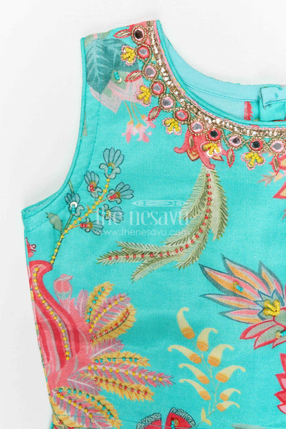 The Nesavu Girls Lehenga Choli Girls Lehenga Choli for Weddings and Festivals Events Nesavu Nesavu girls modal silk lehenga choli for weddings and festive celebrations with floral digital print