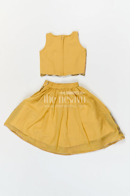 The Nesavu Girls Lehenga Choli Girls Lehenga Choli for Weddings and Festive Family Celebrations Nesavu Nesavu Girls Viscose Silk Lehenga Choli With Embroidered Yoke For Weddings And Festive Celebrations