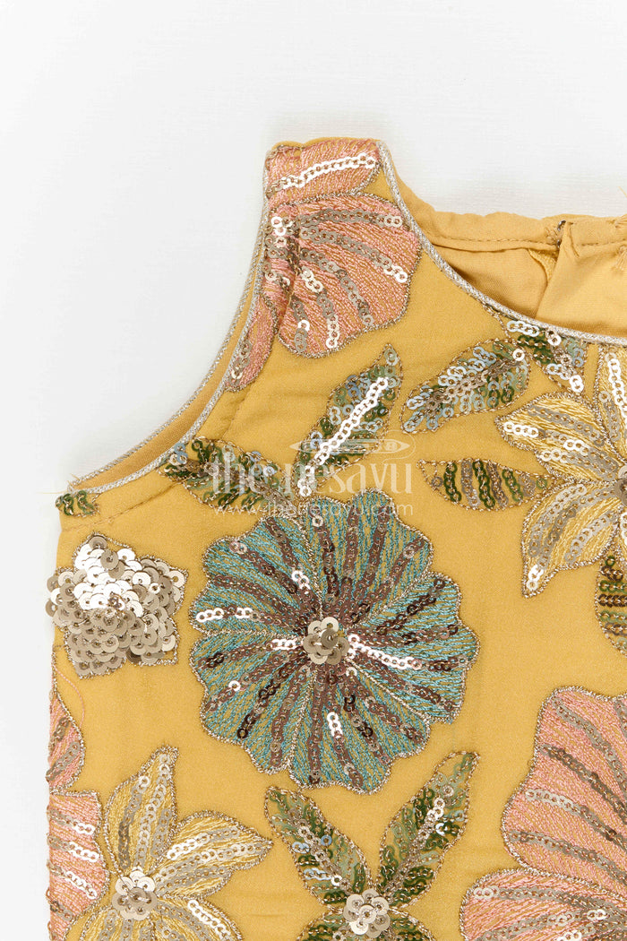 The Nesavu Girls Lehenga Choli Girls Lehenga Choli for Weddings and Festive Family Celebrations Nesavu Nesavu Girls Viscose Silk Lehenga Choli With Embroidered Yoke For Weddings And Festive Celebrations