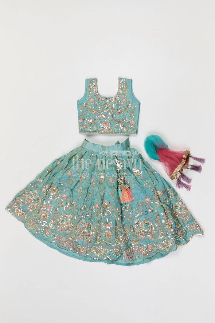 The Nesavu Girls Lehenga Choli Girls Lehenga Choli for Weddings and Function Nesavu Nesavu girls festive lehenga choli for weddings and celebrations viscose silk outfit with designer embroidery