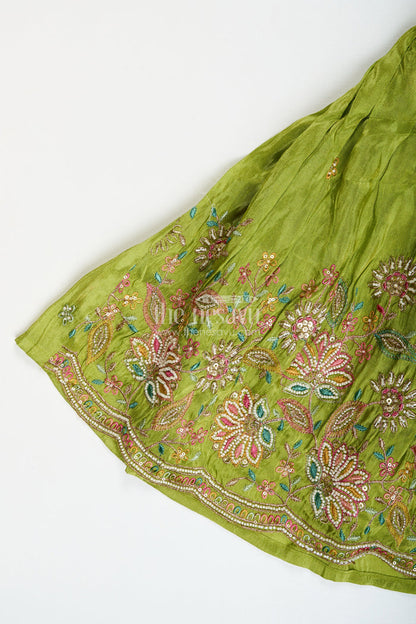 The Nesavu Girls Lehenga Choli Girls Lehenga Choli Set for Weddings and Traditional Family Celebrations Nesavu Nesavu girls lehenga choli set embroidered tissue silk  ideal weddings festive occasions