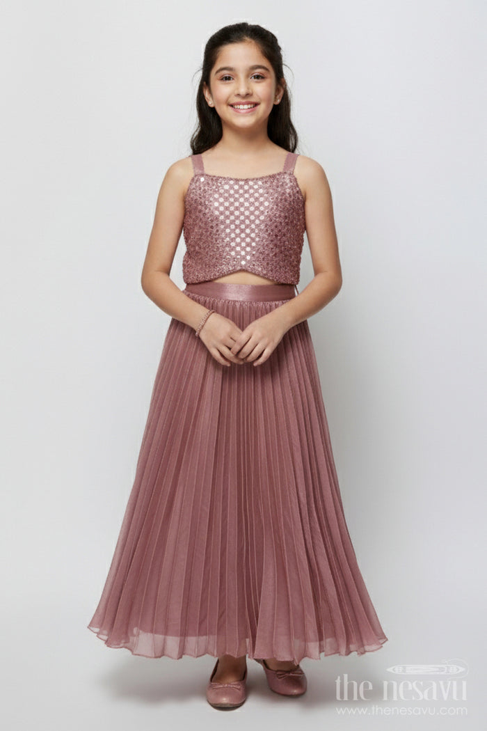 The Nesavu Girls Lehenga Choli Girls Lehenga Choli with Embroidered Jacket for Festive Parties Nesavu 22 (4Y) / Purple GL845A-22 Nesavu purple girls lehenga choli organza embroidered jacket festive occasions