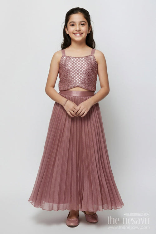 The Nesavu Girls Lehenga Choli Girls Lehenga Choli with Embroidered Jacket for Festive Parties Nesavu 22 (4Y) / Purple GL845A-22 Nesavu purple girls lehenga choli organza embroidered jacket festive occasions