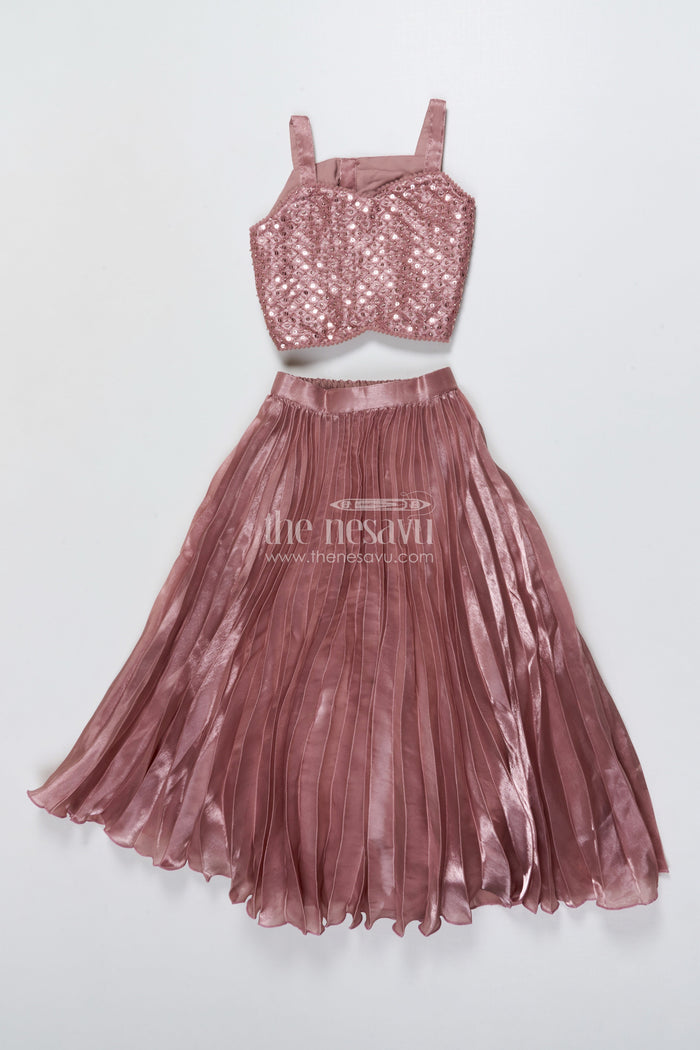 The Nesavu Girls Lehenga Choli Girls Lehenga Choli with Embroidered Jacket for Festive Parties Nesavu 22 (4Y) / Purple GL845A-22 Nesavu purple girls lehenga choli organza embroidered jacket festive occasions