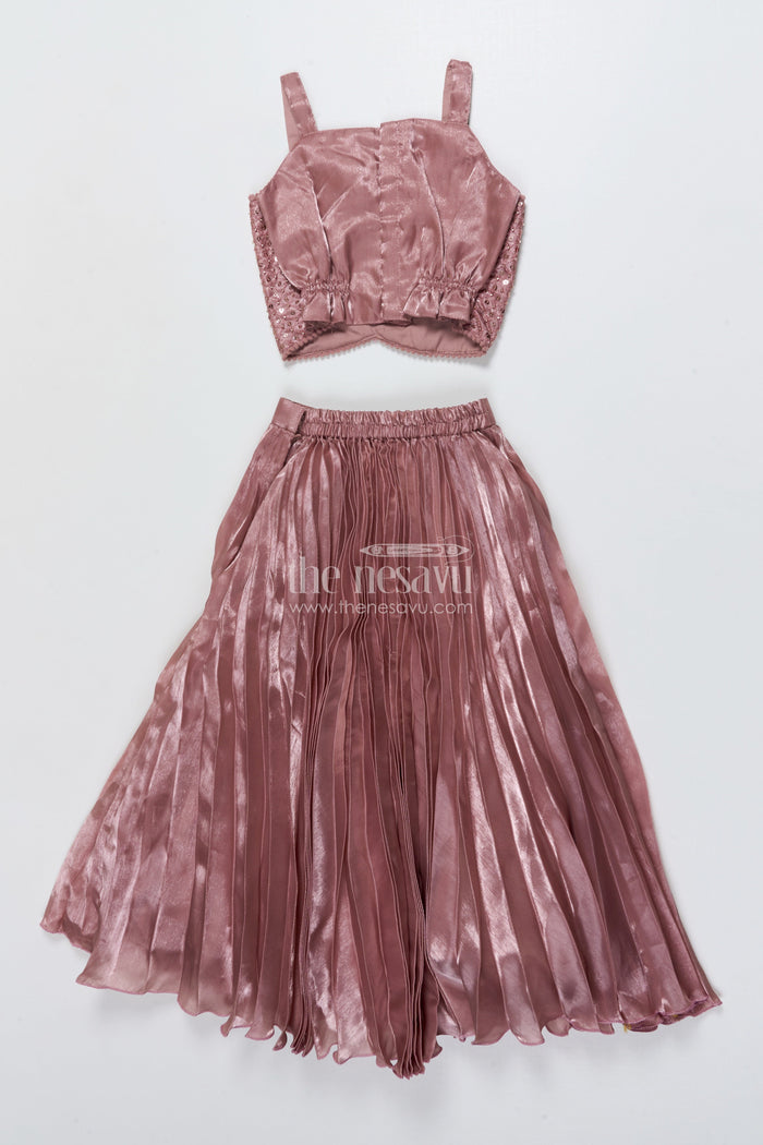 The Nesavu Girls Lehenga Choli Girls Lehenga Choli with Embroidered Jacket for Festive Parties Nesavu Nesavu purple girls lehenga choli organza embroidered jacket festive occasions