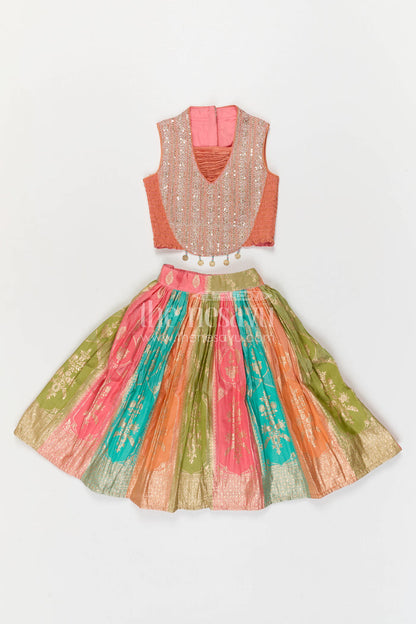 The Nesavu Girls Fancy Lehenga Girls Lehenga for Festive Celebrations and Wedding Functions Nesavu Nesavu Girls Lehenga For Festive Celebrations And Wedding Functions With Designer Yoke And Flared Design