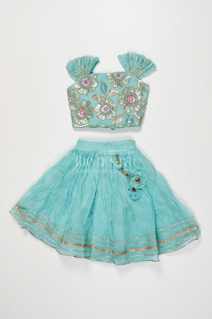 The Nesavu Girls Fancy Lehenga Girls Lehenga for Weddings and Festive Family Functions Nesavu 16 (1Y) / Green GL797B-16 Nesavu girls lehenga festive weddings traditional family occasions