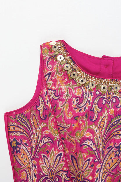 The Nesavu Girls Lehenga Choli Girls Lehenga for Weddings and Traditional Celebrations Nesavu Nesavu girls lehenga choli in chinon silk for weddings and festive occasions with designer yoke