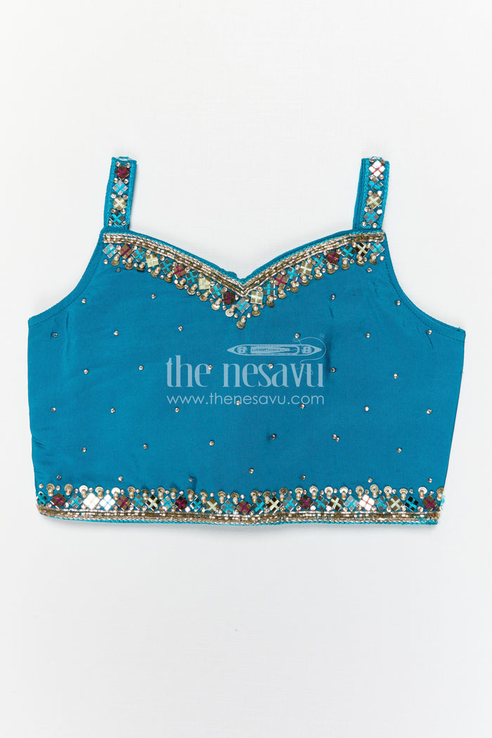 The Nesavu Girls Fancy Lehenga Girls Lehenga Set for Festive Celebrations and Wedding Functions Nesavu Nesavu Girls Silk Crepe Lehenga Set With Designer Embroidery For Festive And Wedding Celebrations