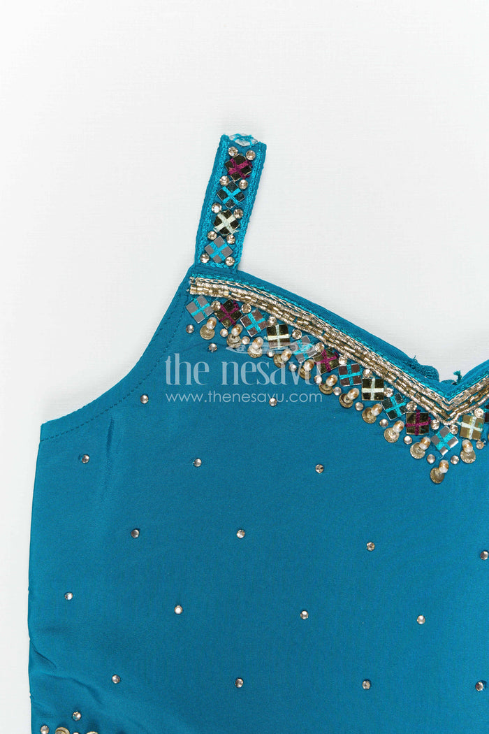 The Nesavu Girls Fancy Lehenga Girls Lehenga Set for Festive Celebrations and Wedding Functions Nesavu Nesavu Girls Silk Crepe Lehenga Set With Designer Embroidery For Festive And Wedding Celebrations